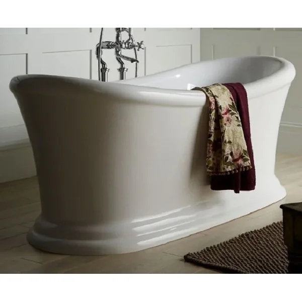 Casa Padrino baignoire Art Nouveau de luxe en acrylique blanc 164 x 70,5 x H. 71 cm - Baignoire autoportante incurvée rétro antique - Mobilier de Salle de Bain Baroque & Art Nouveau
