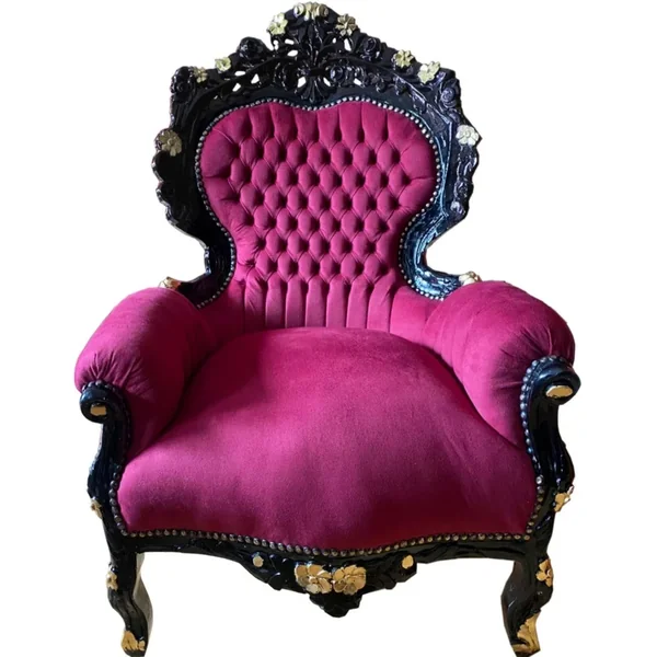 Casa Padrino baroque living room armchair bordeaux red / black / gold - Handmade antique style living room armchair - Magnificent baroque living room furniture